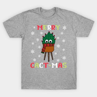 Merry Cact Mas - Christmas Cactus With Scarf T-Shirt